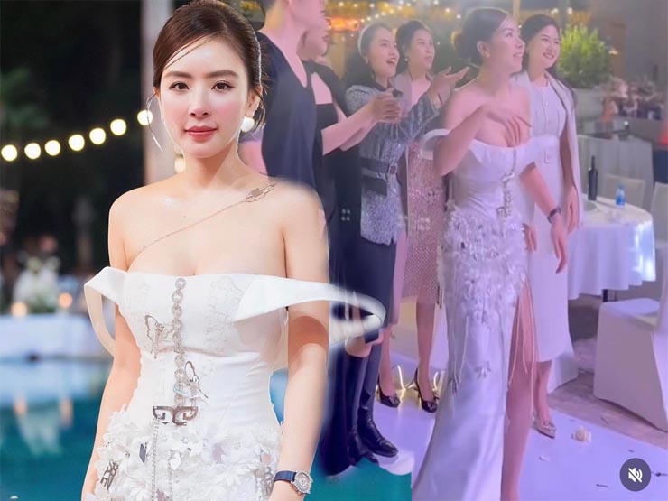 Người đẹp Việt từng khiến thanh niên Trung Quốc ”phát cuồng” mặc váy gây tranh cãi trong tiệc cưới