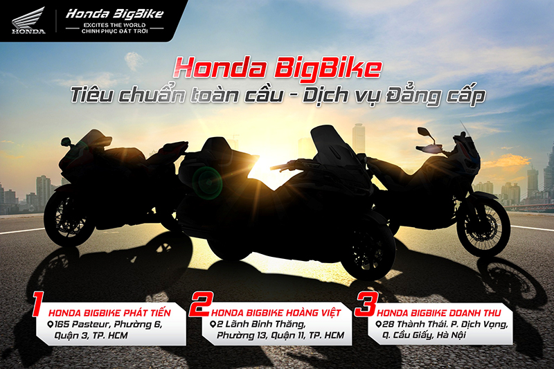 Địa chỉ 3 cửa hàng kinh doanh xe phân khối lớn do Honda uỷ nhiệm (Nguồn ảnh: Fanpage Honda BigBike Việt Nam)