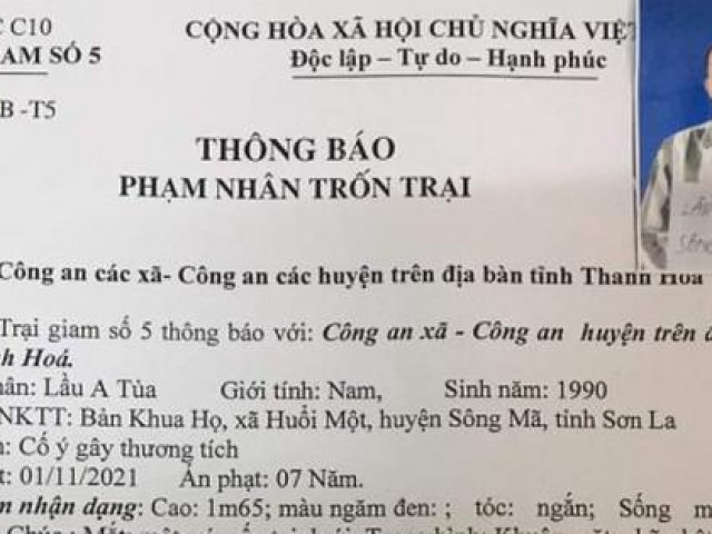 Một phạm nhân trốn trại giam của Bộ Công an