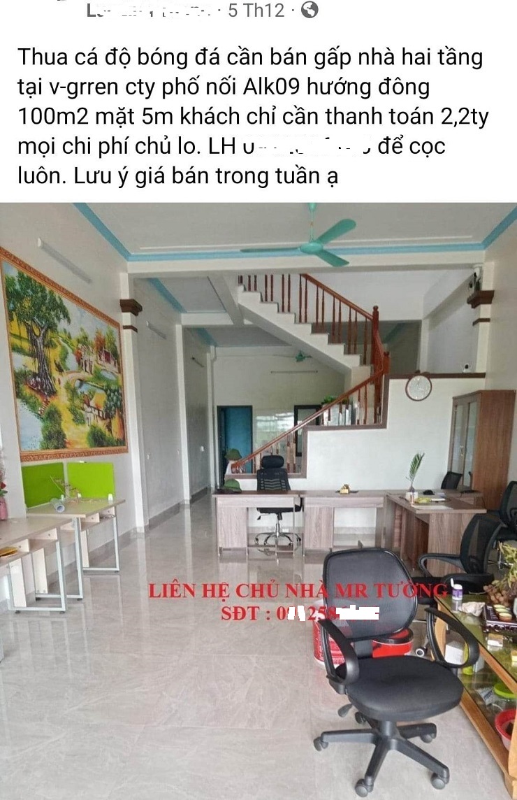 Loạt nhà đất rao bán gấp trong tuần&nbsp;“gắn mác” thua bóng đá