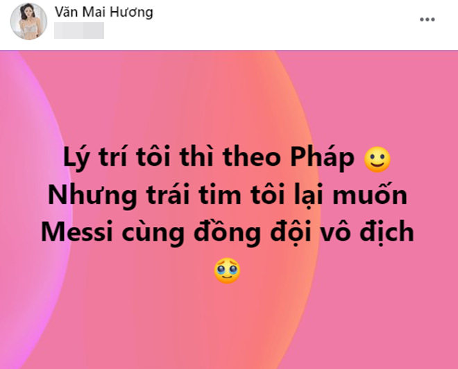 Văn Mai Hương không biết nên cổ vũ đội tuyển nào