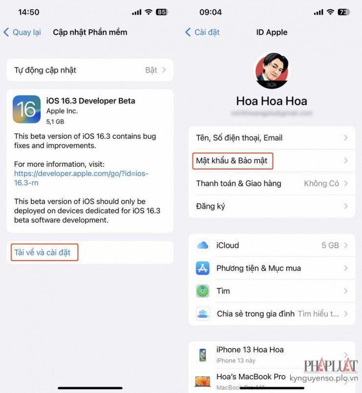 Cập nhật iPhone lên phiên bản iOS 16.3. Ảnh: TIỂU MINH