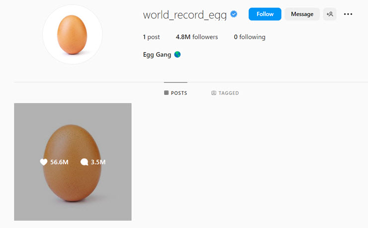 Trái trứng từng giữ kỷ lục về lượt thích trên Instagram&nbsp;trong một thời gian dài.