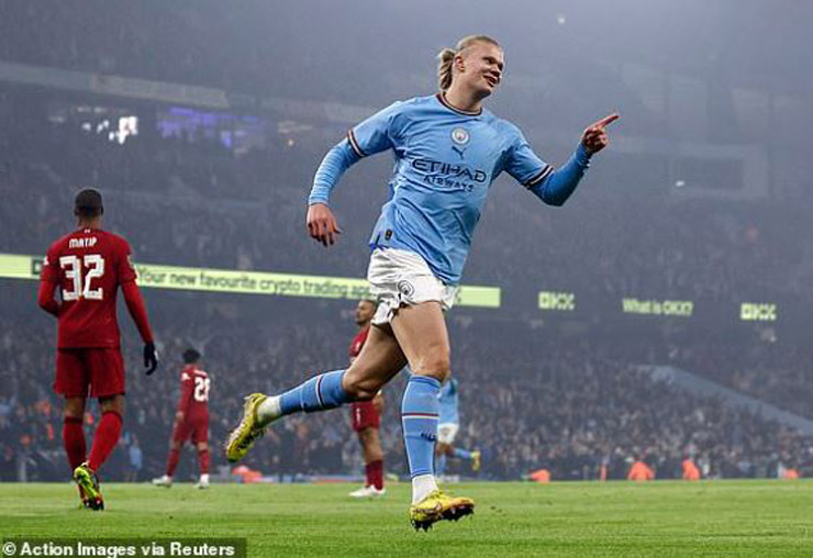 Erling Haaland sớm mở tỷ số cho Man City khi đấu Liverpool