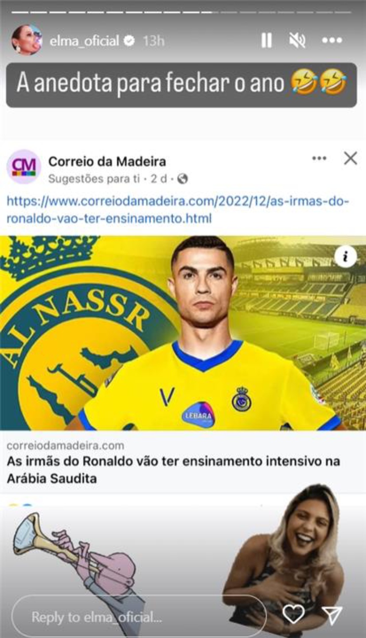Elma Aveiro, chị gái Ronaldo bất ngờ bình luận&nbsp;"Trò đùa dịp cuối năm" về bài viết đưa tin CR7 sắp gia nhập Al Nassr (Saudi Arabia)