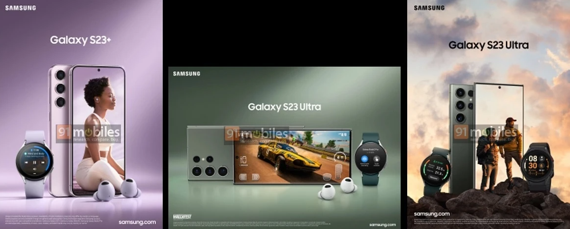 Hình ảnh quảng cáo của Galaxy S23+ và Galaxy S23 Ultra.