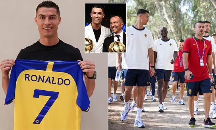 Ricky Regufe, người quản lý cá nhân của CR7 (áo đỏ, bên phải) chính là "đạo diễn" thương vụ đưa CR7 tới Al Nassr