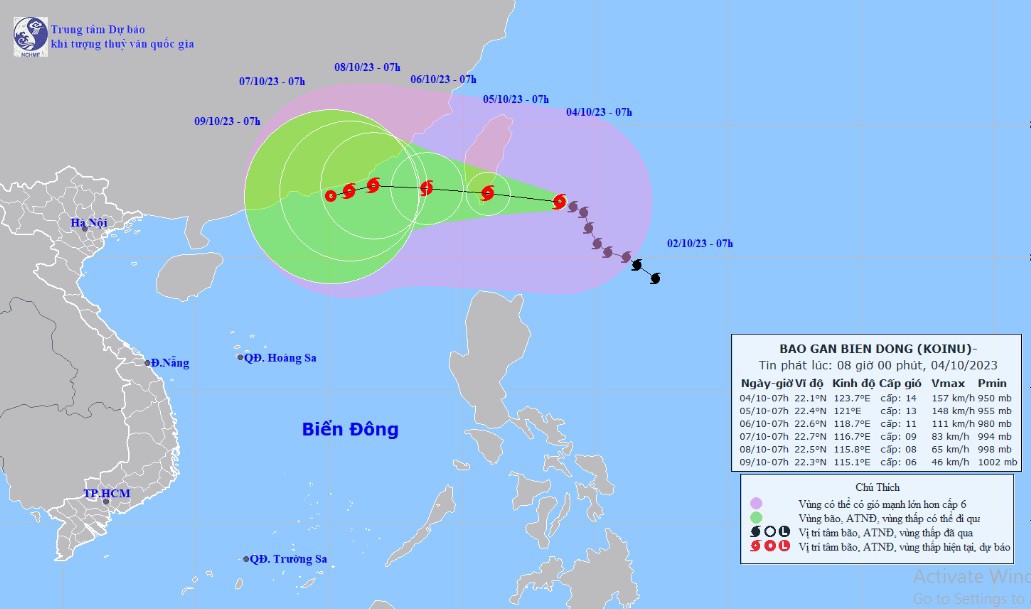 Bão Koinu bắt đầu đổi hướng, gió giật cấp 17 tiến gần về Biển Đông - 1