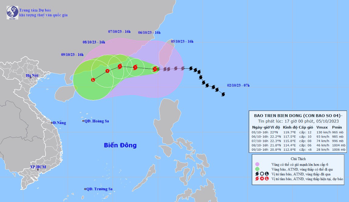 Bão Koinu giật cấp 15 vào Biển Đông, chính thức trở thành cơn bão số 4 - 1