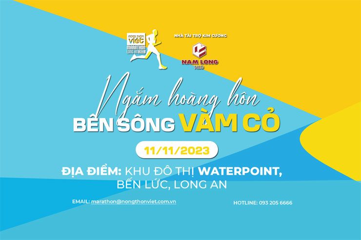 Giải chạy Nông thôn Việt Marathon – Long An 2023: Ngắm hoàng hôn bên sông Vàm Cỏ sẽ diễn ra vào ngày 11/11/2023.