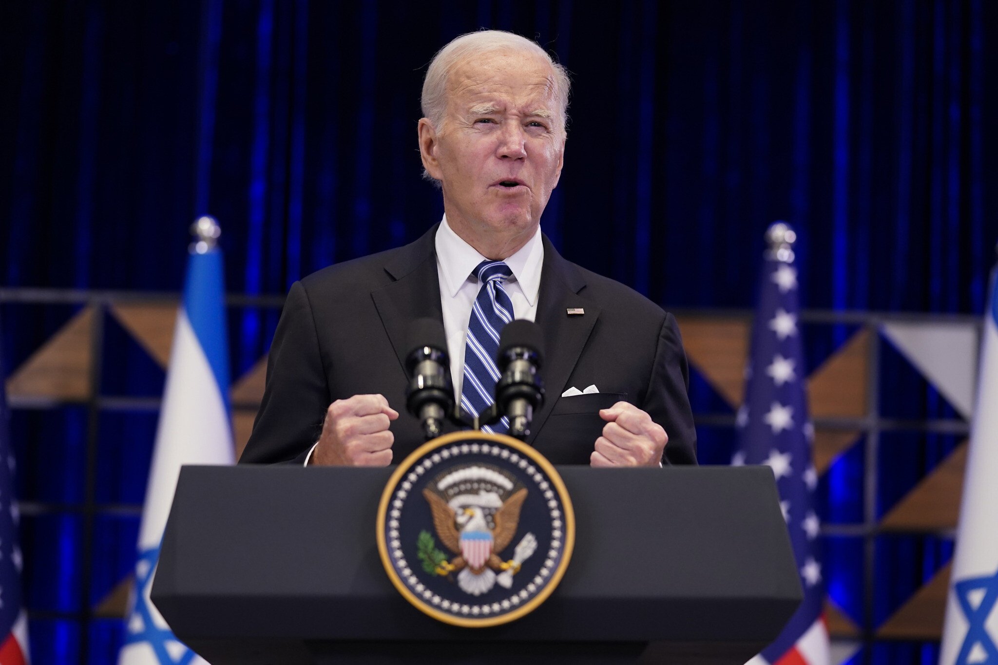 Tổng thống Mỹ Joe Biden phát biểu trong chuyến thăm Israel.