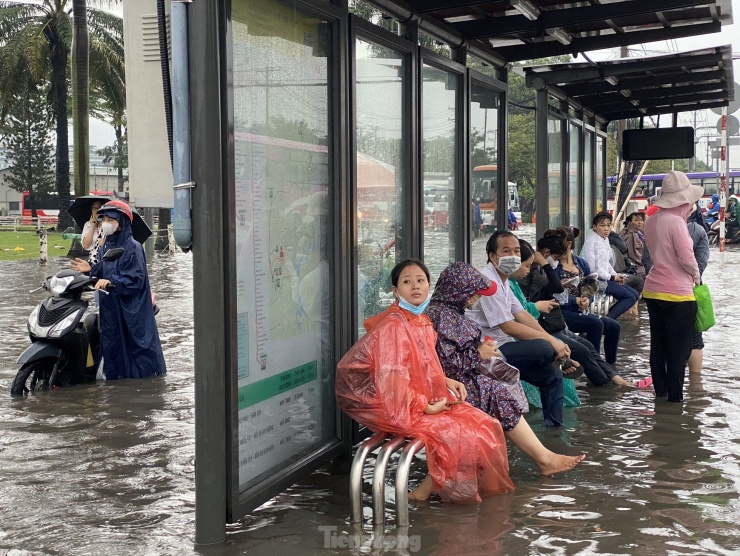 Khu vực trạm chờ xe buýt trước Khu công nghiệp Pouyuen (quận Bình Tân).