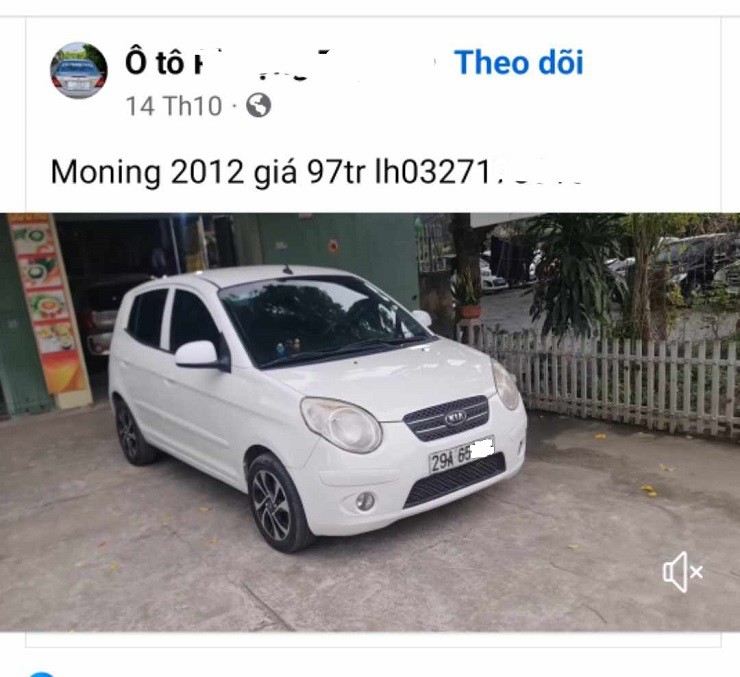 Xe ô tô Kia moring đời 2012 đang được rao bán 97 triệu đồng