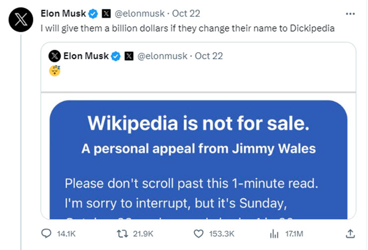 Elon Musk muốn bỏ ra 1 tỷ USD để đổi tên Wikipedia - 2