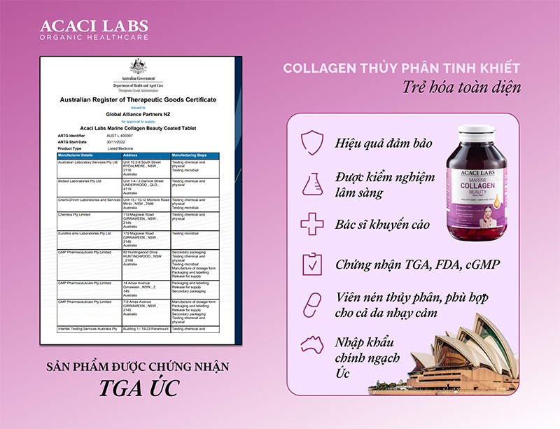 Khám phá công thức đạt chứng nhận TGA Úc từ collagen thủy phân Acaci Labs  - 3