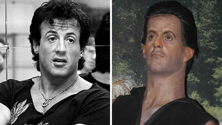 Ngôi sao nhạc Rock - Sylvester Stallone có lẽ rất thất vọng khi thấy bức tượng sáp với khuôn mặt gầy gò, đôi mắt vô hồn của mình trong Bảo tàng sáp Hollywood.


