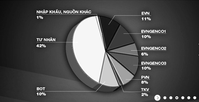 Cơ cấu nguồn điện chia theo chủ sở hữu (nguồn EVN)