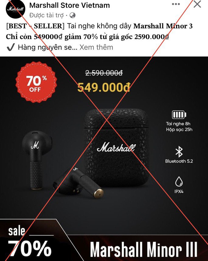 Tràn ngập fanpage giả mạo rao bán tai nghe Samsung, Marshall giảm giá tới 70% - 4