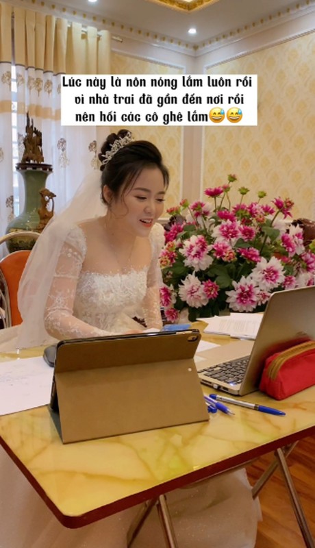 Khoảnh khắc hài hước của cô dâu vừa chạy đám cưới, vừa chạy deadline - 3