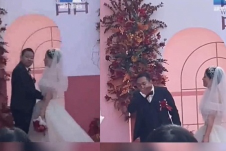 Nụ hôn "khó chịu" của cặp đôi trong đám cưới “gây sốc”