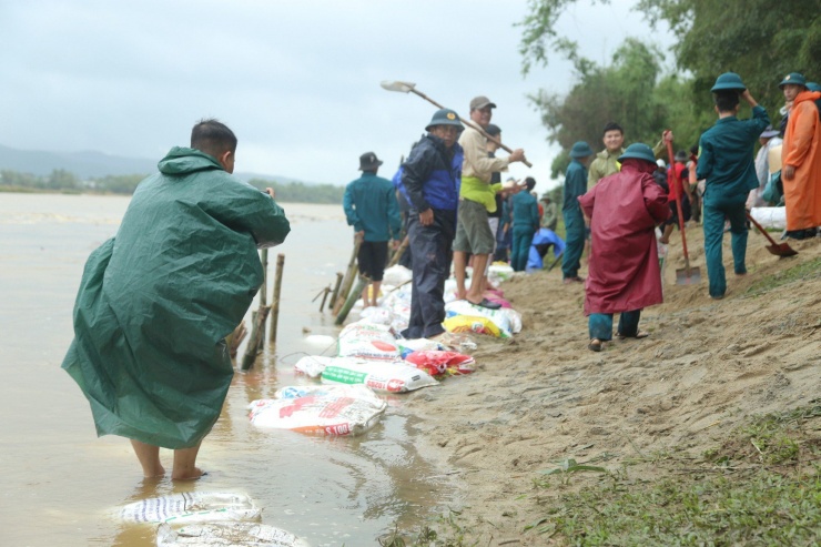 Hàng rào cọc tre, bao cát gia cố bờ sông. Cùng ngày, lãnh đạo UBND huyện cùng Ban Phòng chống thiên tai và cứu nạn cứu hộ huyện đã đến kiểm tra và đưa ra phương án khắc phục tạm thời bằng đóng cọc tre, bao tải cát để giữ chân mái taluy tạm không cho ảnh hưởng tuyến giao thông. Ông Nguyễn Hảo – Bí thư Huyện ủy Đại Lộc cho biết trước mắt đã chỉ đạo UBND huyện yêu cầu địa phương khẩn trương gia cố, khắc phục tình trạng sạt lở. Đồng thời địa phương sẽ nghiên cứu tìm phương án khắc phục lâu dài, nếu vượt khả năng thì sẽ báo cáo UBND tỉnh Quảng Nam hỗ trợ kịp thời để không ảnh hưởng đến đời sống, sản xuất của người dân.