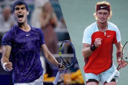 Trực tiếp tennis Alcaraz - Rublev: Tự mất break, Rublev đập vợt tự làm mình chảy máu (ATP Finals)