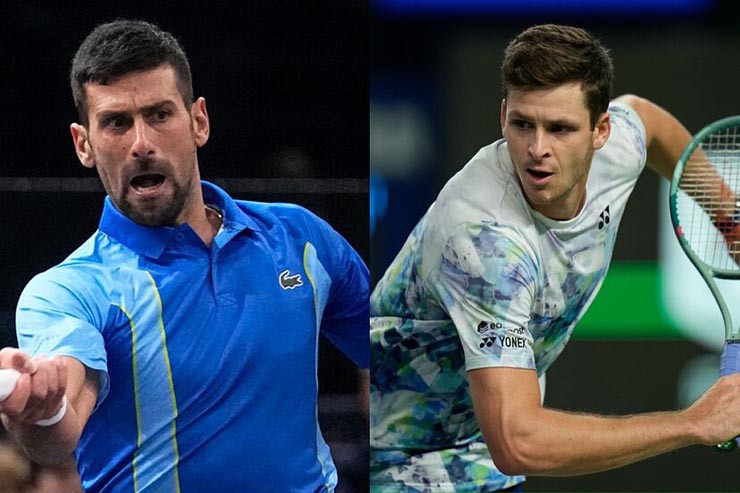 Djokovic (trái) cần đánh bại Hurkacz