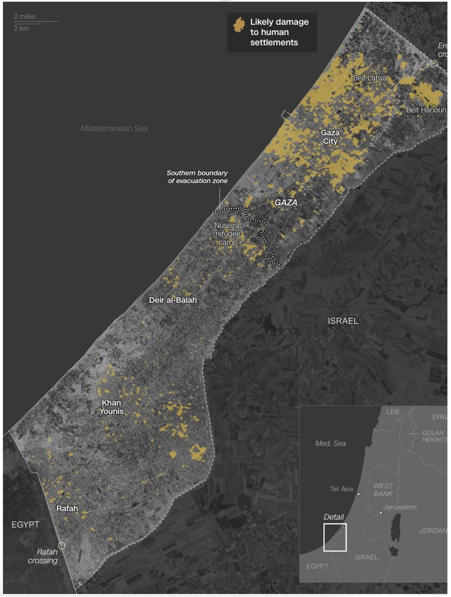 Bản đồ Dải Gaza. Nguồn: CNN