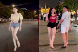 Lâm Khánh Chi mặc short “tí hon“, khoe chân trắng nuột như thiếu nữ khi đi cùng tình trẻ