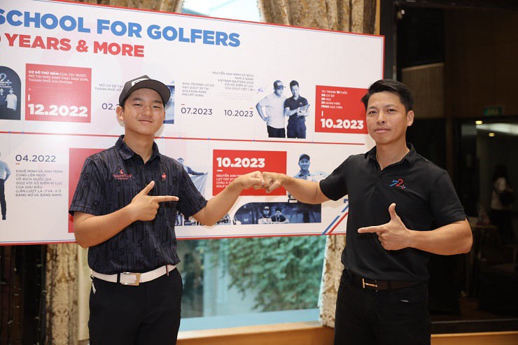 Golfer Nguyễn Anh Minh và HLV Nguyễn Thái Dương