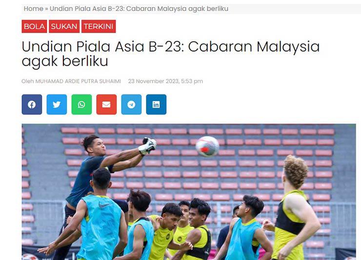Tờ Kosmo của Malaysia thừa nhận vượt qua vòng bảng là "thách thức chông gai" cho U23 Malaysia