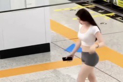 Người đẹp Trung Quốc mặc quần tập, áo croptop, thu hút mọi ánh nhìn ở ga tàu điện ngầm