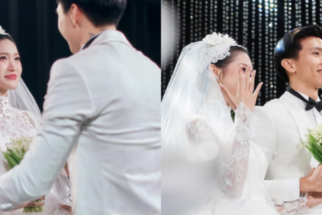 Khoảnh khắc xúc động trong lễ cưới Đoàn Văn Hậu và Doãn Hải My khiến cô dâu bật khóc