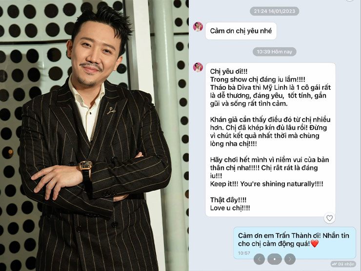 Diva Mỹ Linh khẳng định bản thân rất cảm động với dòng tin nhắn của MC Trấn Thành.