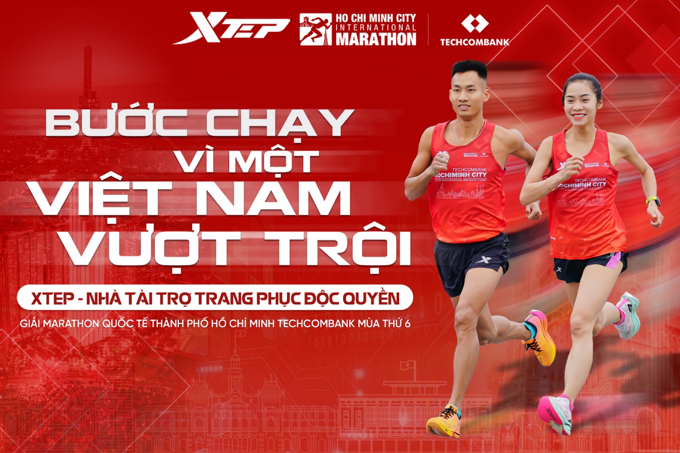 Xtep - Nhà tài trợ trang phục độc quyền Giải Marathon Quốc tế TP. HCM Techcombank