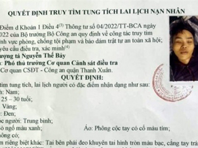 Tìm tung tích, lai lịch nạn nhân tử vong trên tay xăm chữ “hận người“