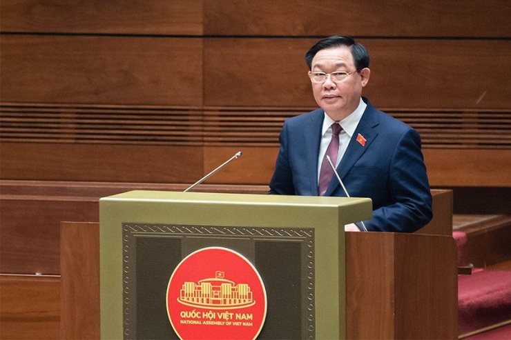 Chủ tịch Quốc hội Vương Đình Huệ phát biểu bế mạc tại kỳ họp. Ảnh: QH