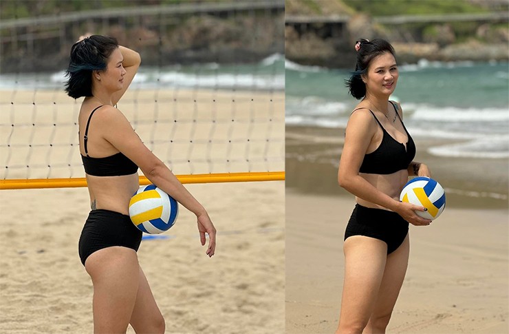 Hoa khôi bóng chuyền Kim Huệ mặc bikini chơi bóng ở bãi biển lại khiến fan trầm trồ - 3