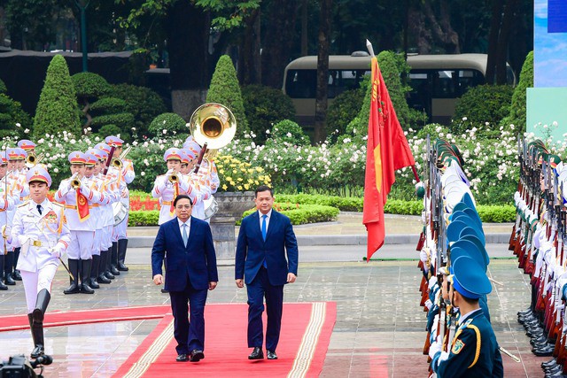 Cận cảnh Thủ tướng Phạm Minh Chính chủ trì lễ đón Thủ tướng Campuchia Hun Manet - 12