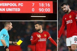 Fernandes bị tố cố ý ăn thẻ “né“ trận Liverpool - MU, ám ảnh vì thảm bại 0-7