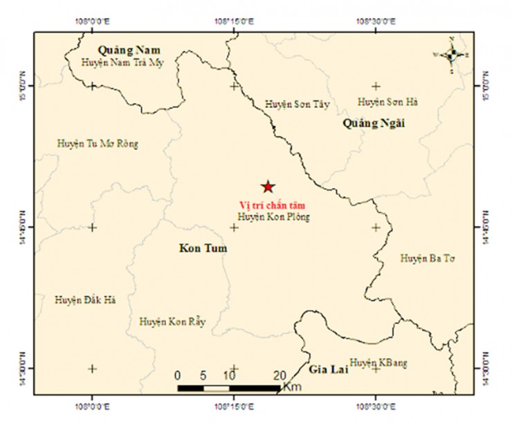 Động đất 4.0 độ tại huyện Kon Plông - 1