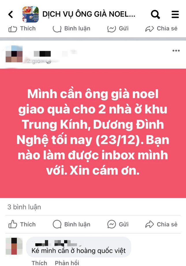 Nhiều phụ huynh vẫn đang loay hoay tìm kiếm ông già Noel trên các hội nhóm.