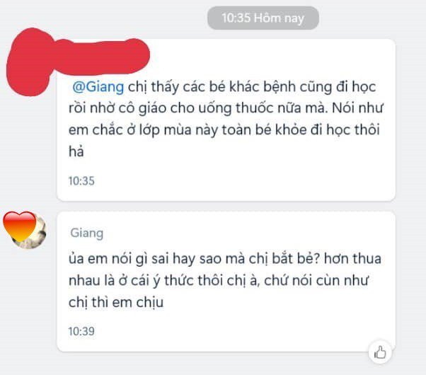 Tranh cãi bắt đầu nổ ra và đoạn hội thoại đã thu hút sự chú ý của không ít mẹ bỉm bình luận phía dưới.