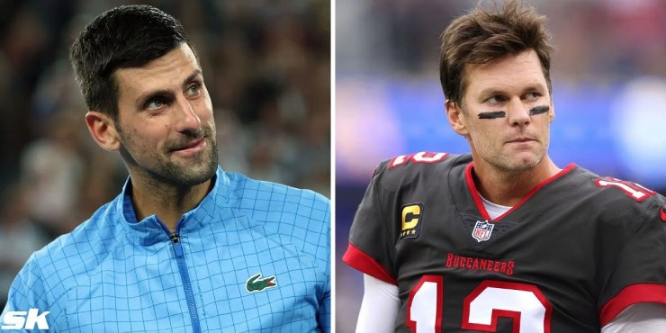 Djokovic (áo xanh) lấy cảm hứng từ Tom Brady, cầu thủ thi đấu tới năm 44 tuổi mới giải nghệ