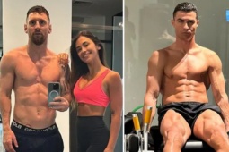 Messi đăng ảnh tập gym bụng phẳng lì, Ronaldo lập tức khoe "6 múi"