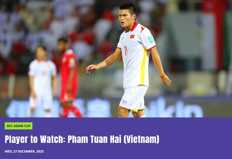 AFC chọn Tuấn Hải là cầu thủ Việt Nam đáng xem nhất ở Asian Cup sắp tới