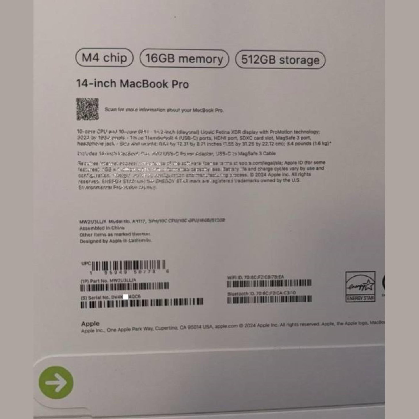 Hình ảnh rò rỉ tiết lộ thông số khủng của MacBook Pro M4 - 2