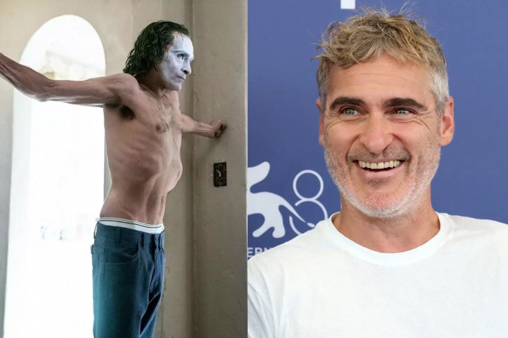 Joaquin Phoenix trong quá trình vào vai Joker và tại LHP Venice tháng 9/2024. Ảnh: Dailymail&nbsp;