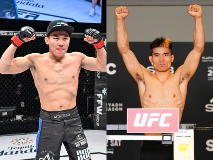 Quang Lê (trái) chơi trận thứ 2 tại UFC, đấu Tiêu Long (phải) vào tháng 11