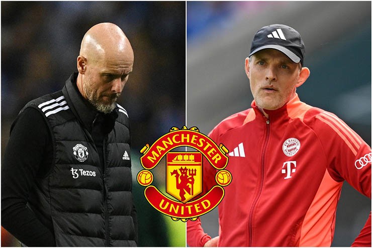 Ten Hag (bên trái) đối diện nguy cơ mất ghế vào tay Tuchel